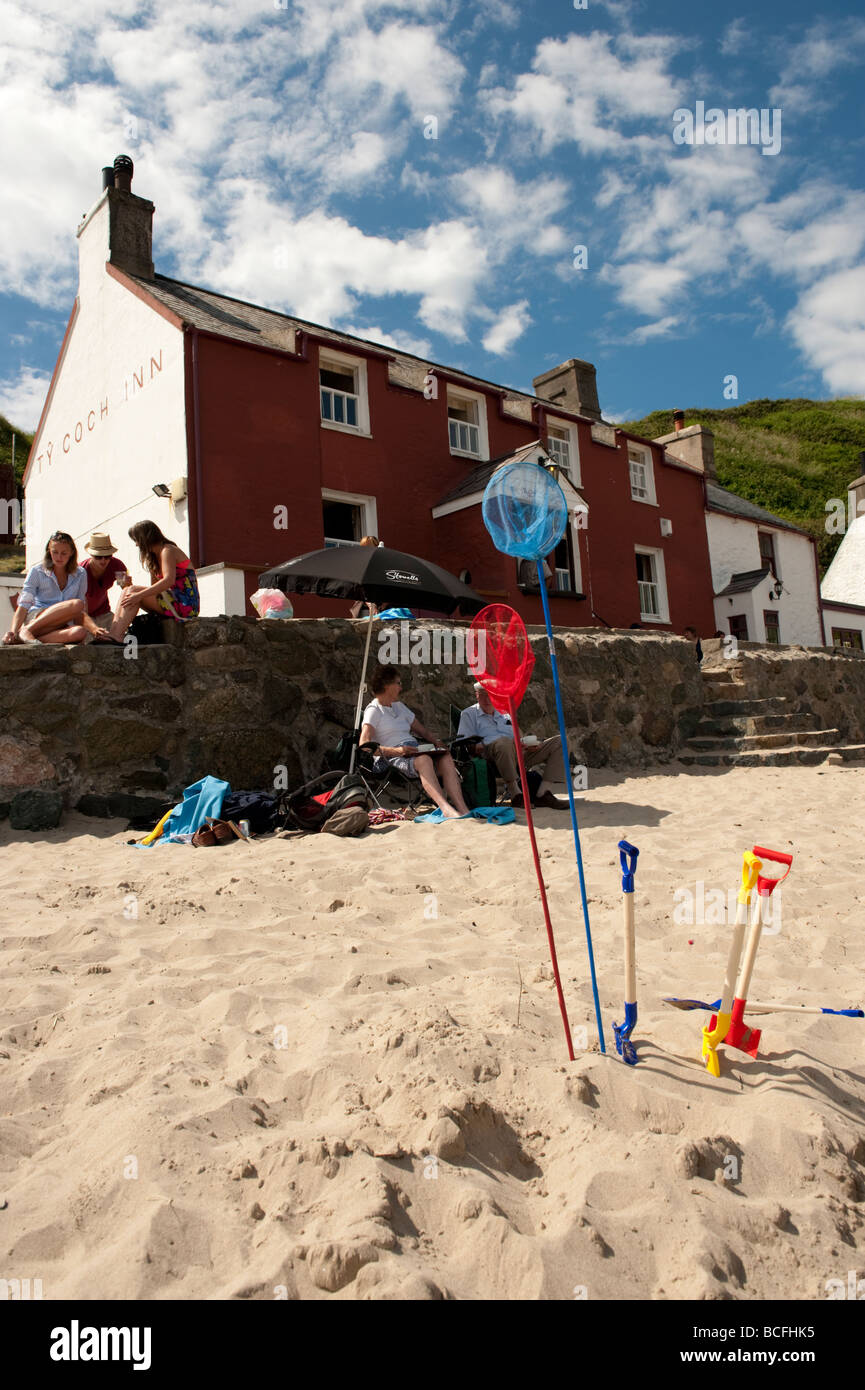 Ty Coch Inn pub sur la plage de Porth Dinllaen Péninsule Lleyn North Wales UK Banque D'Images