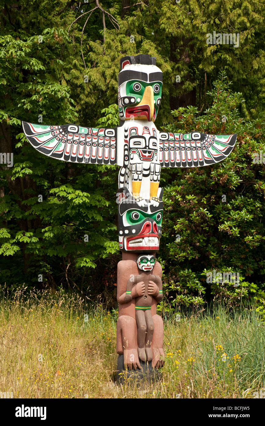 Totem du parc Stanley, Vancouver British Columbia Canada Banque D'Images