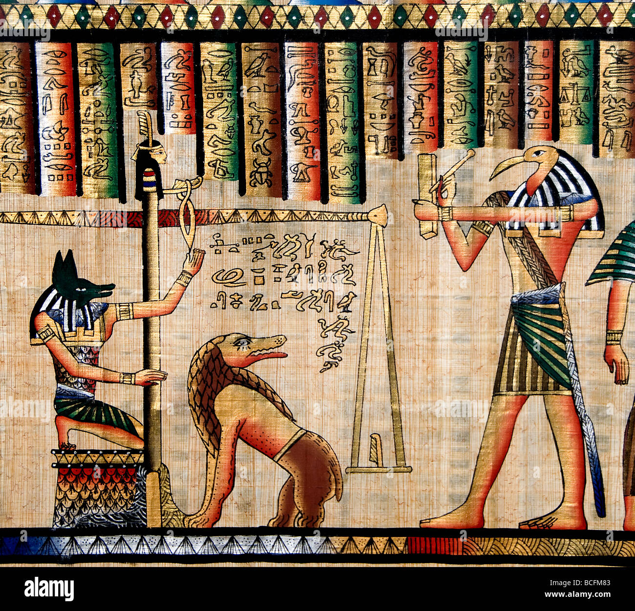 Enluminure PAPYRUS égyptien - La ROUE de la VIE et du ZODIAC égyptien