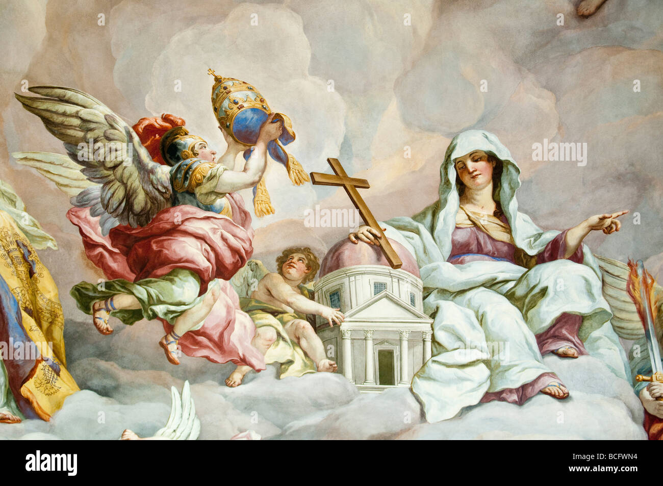 Karlskirche Dome Fresco Vienna Austria // Karlskirche in Vienna, Austria Banque D'Images