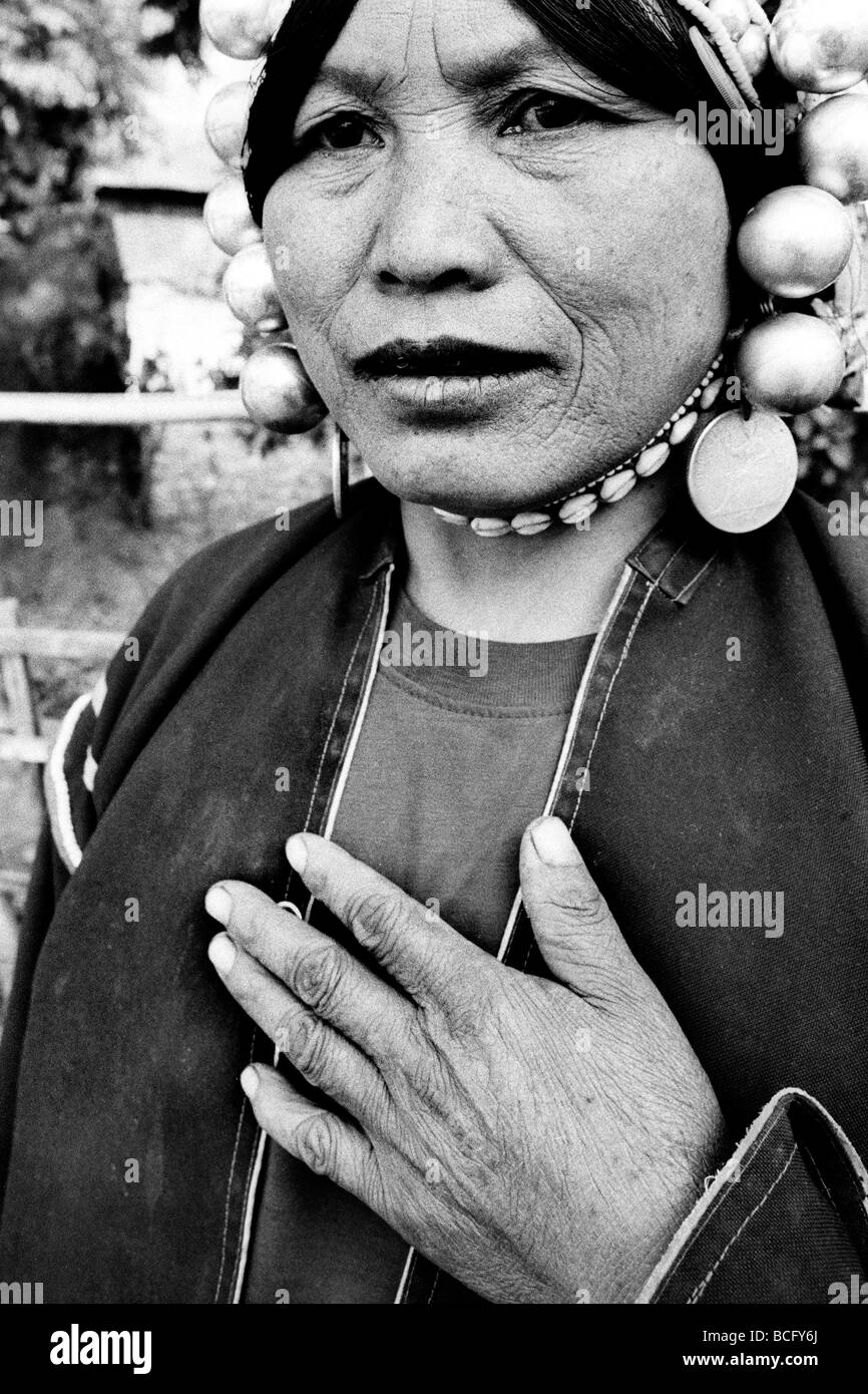 Myanmar tribu akha stylo wan Banque D'Images