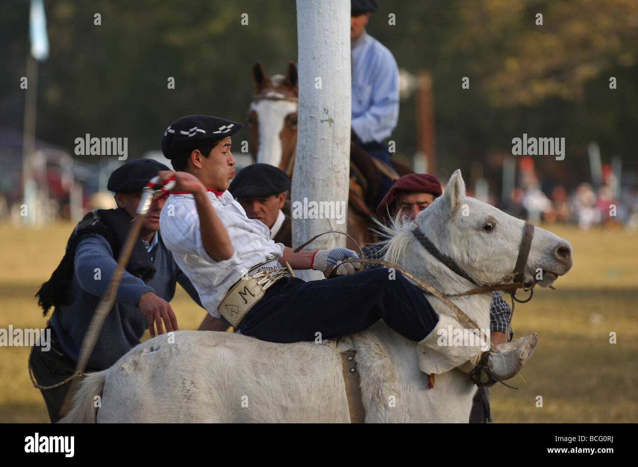 Les jeunes d'un gaucho cheval récupération Banque D'Images