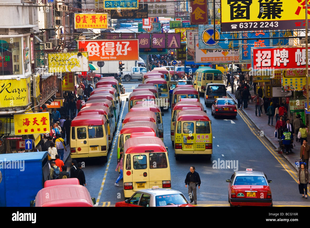 Les bus nr Fa Yuen Street Market Hong Kong Chine Banque D'Images