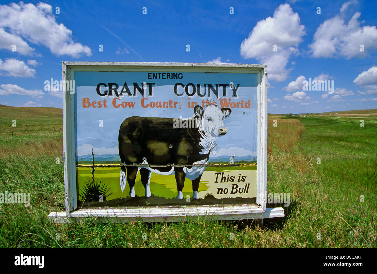 Entrer dans le comté de Grant signe sur la route 2 dans le sable Hills Country Grant County Nebraska ALPix BEAN 0073 Banque D'Images