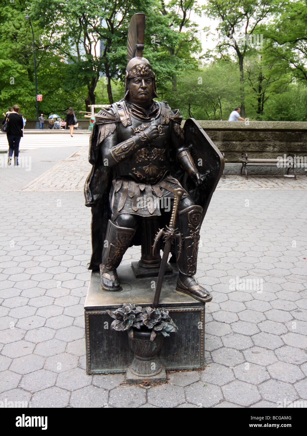 Statue & l'art à l'entrée de Central Park Banque D'Images