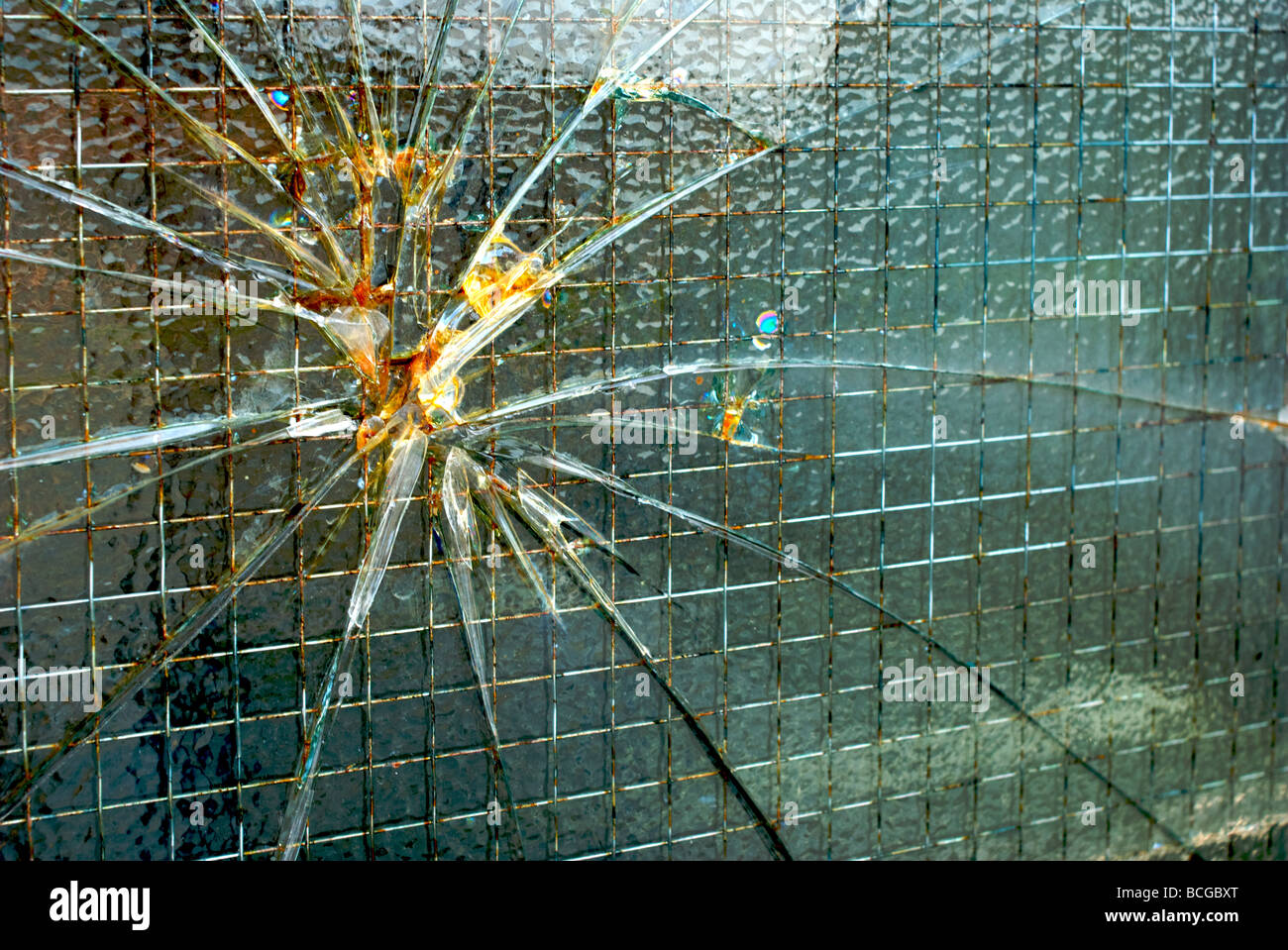 En verre brisé porte boutique Banque D'Images