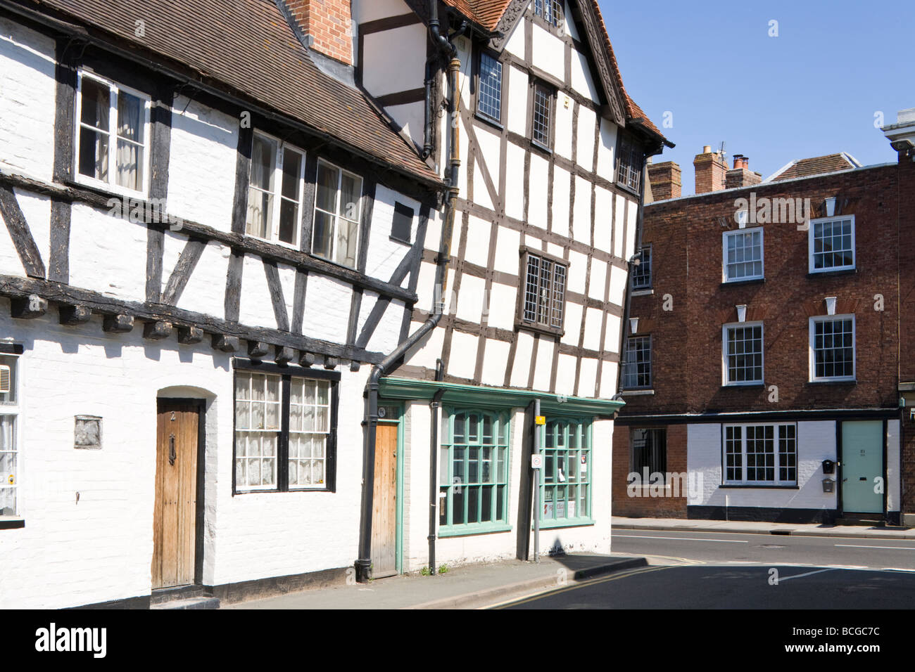 Bâtiments à colombages de la rue de l'Église, Tewkesbury, Gloucestershire Banque D'Images