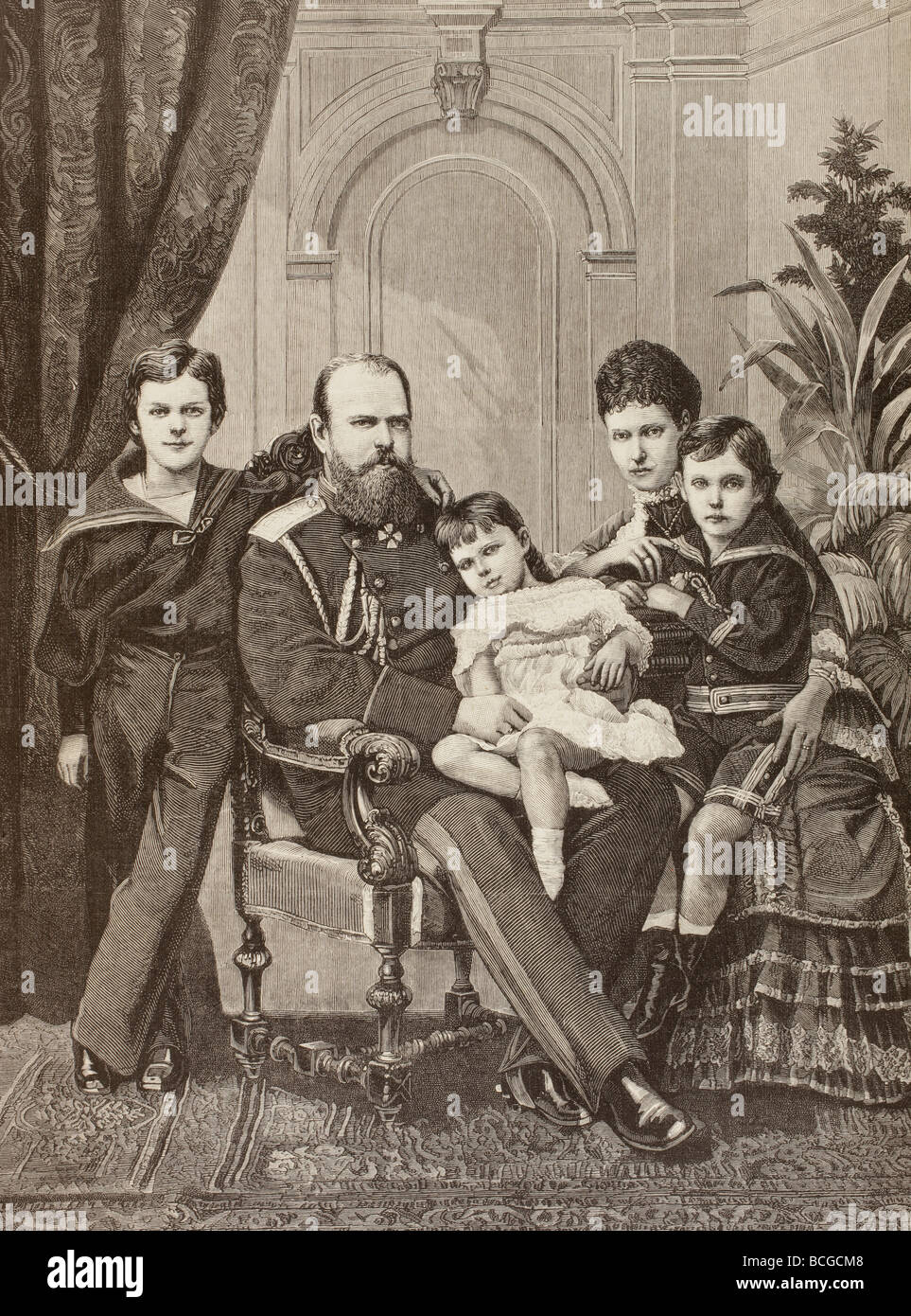 Alexandre III de Russie et de sa famille. Banque D'Images