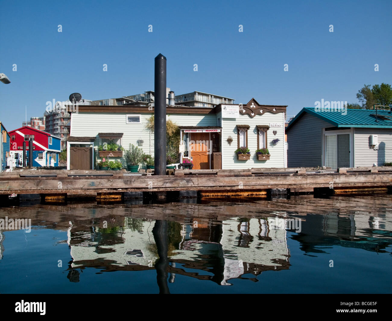 House boat at Fishermans Wharf Viktoria Canada Amérique du Nord de l'île de Vancouver Banque D'Images