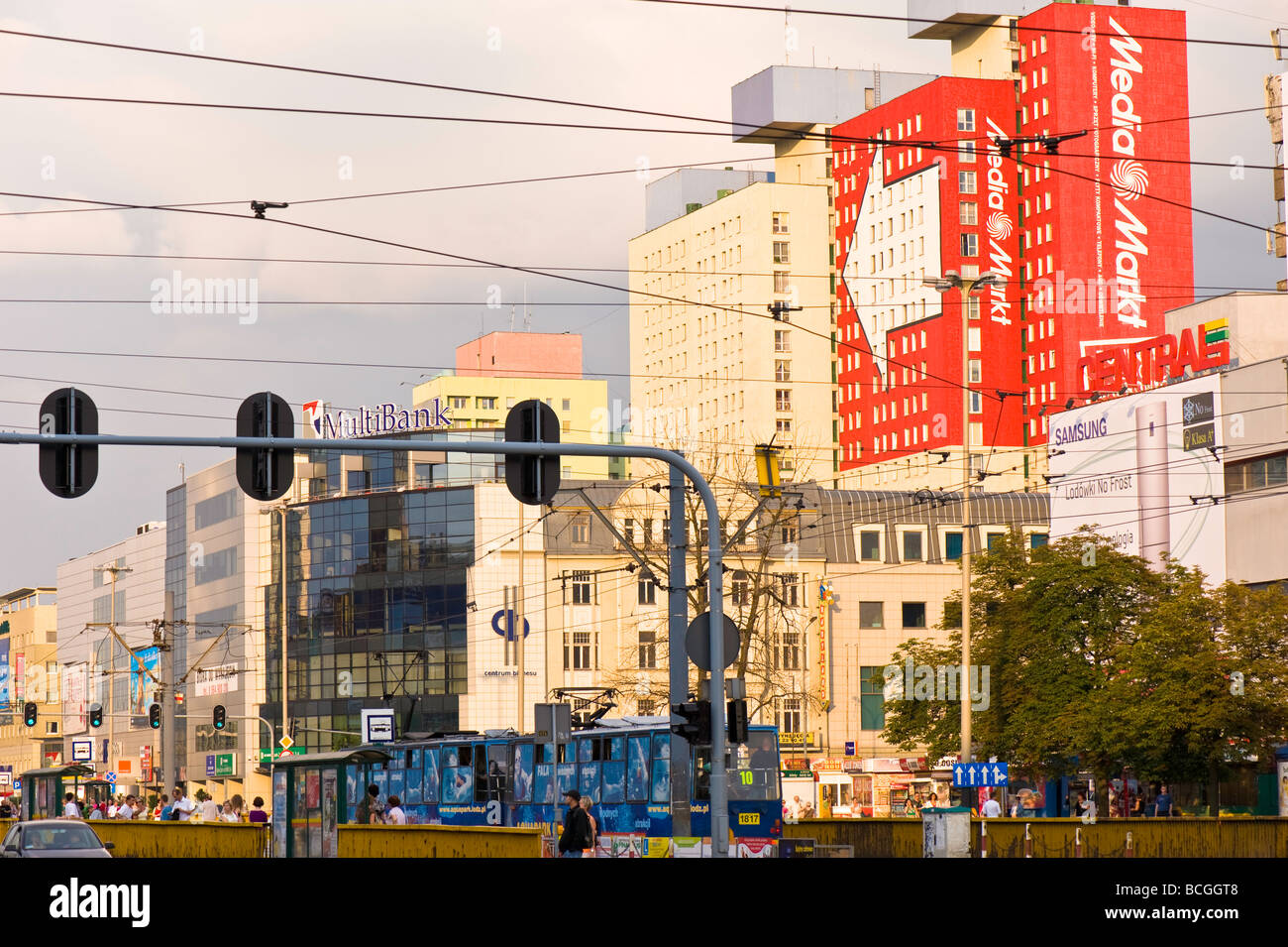 Scène de rue en milieu urbain et Lodz Pologne Banque D'Images