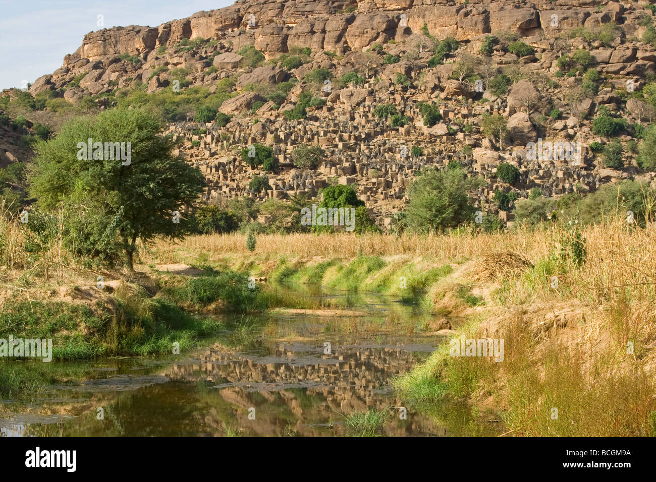 Village de Tiogou en Pays Dogon au Mali Banque D'Images