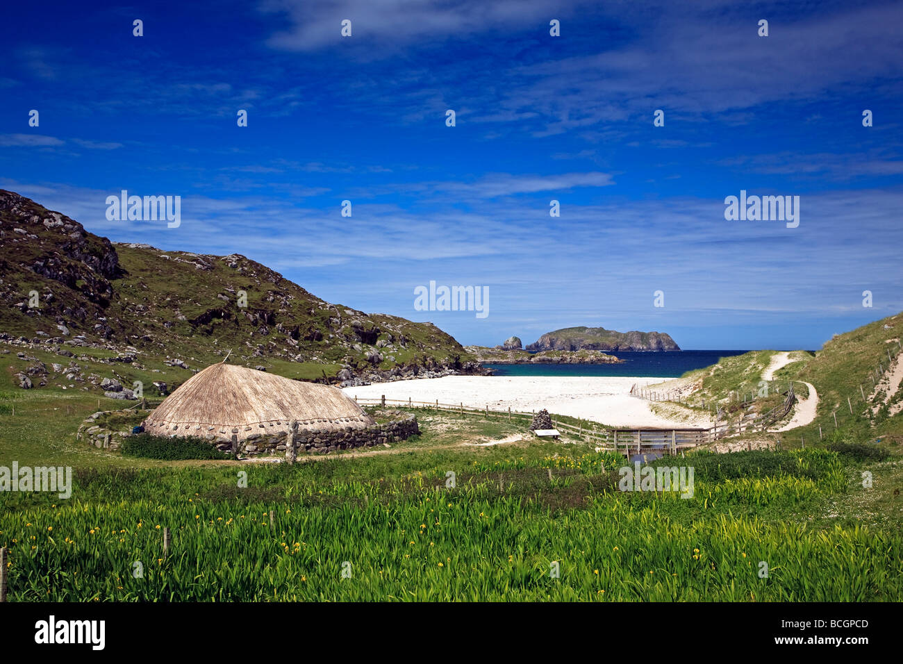Village de l'âge du fer Bosta beach Bernera Isle Of Lewis, Western Isles, Hébrides extérieures en Écosse, Royaume-Uni 2009 Banque D'Images
