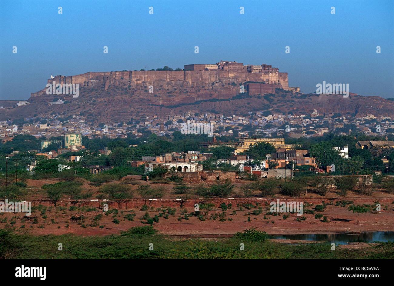 Inde Rajasthan Jodhpur la ville bleue forteresse Mehrangarh Banque D'Images