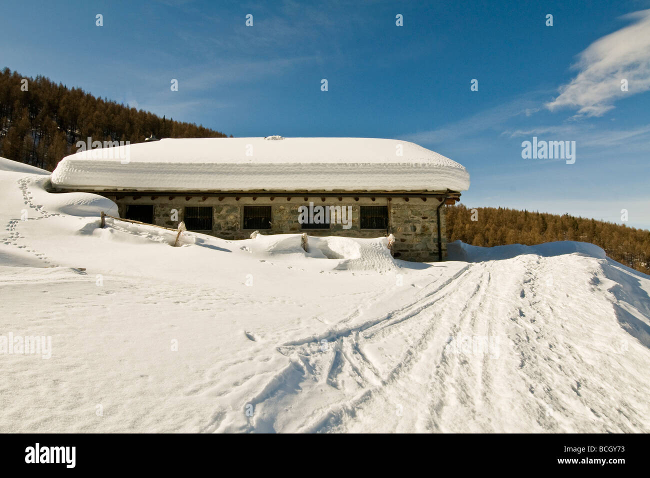 Italie Aoste Chamois Banque D'Images