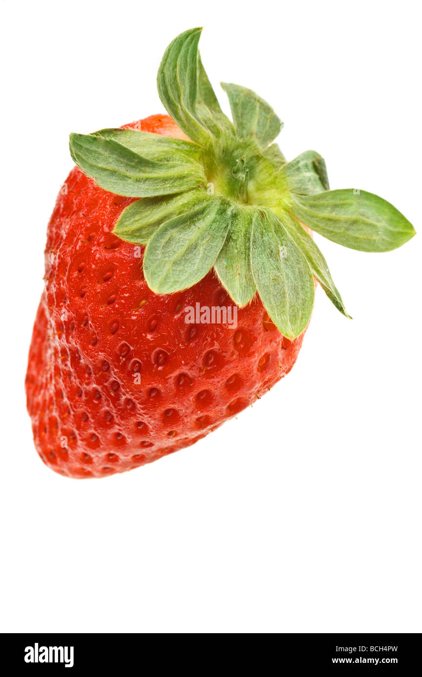 Fraises fraîches isolées sur fond blanc Banque D'Images