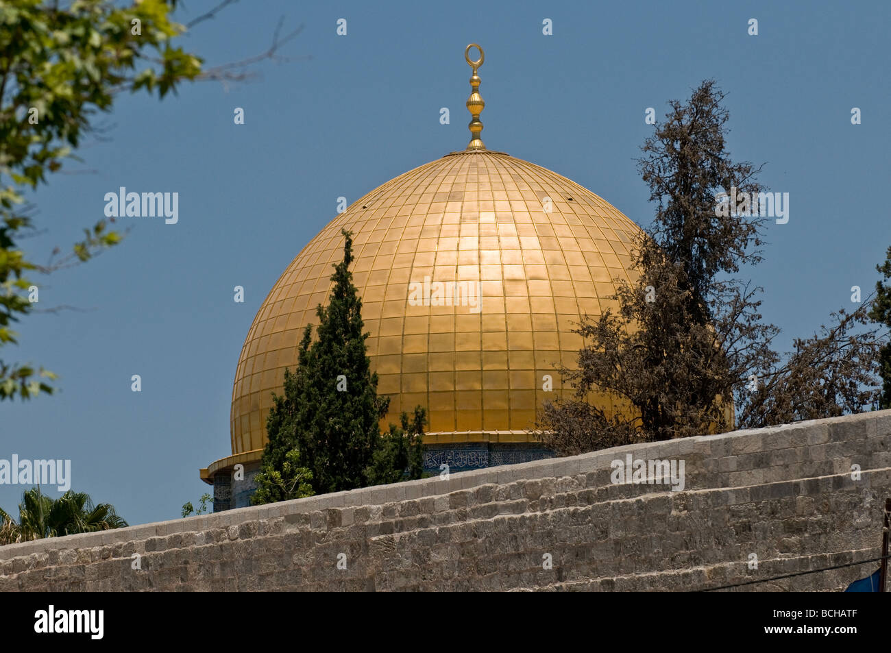 Le dôme du Rocher, mosquée musulmane sur le mont du Temple, Jérusalem, Israël Banque D'Images