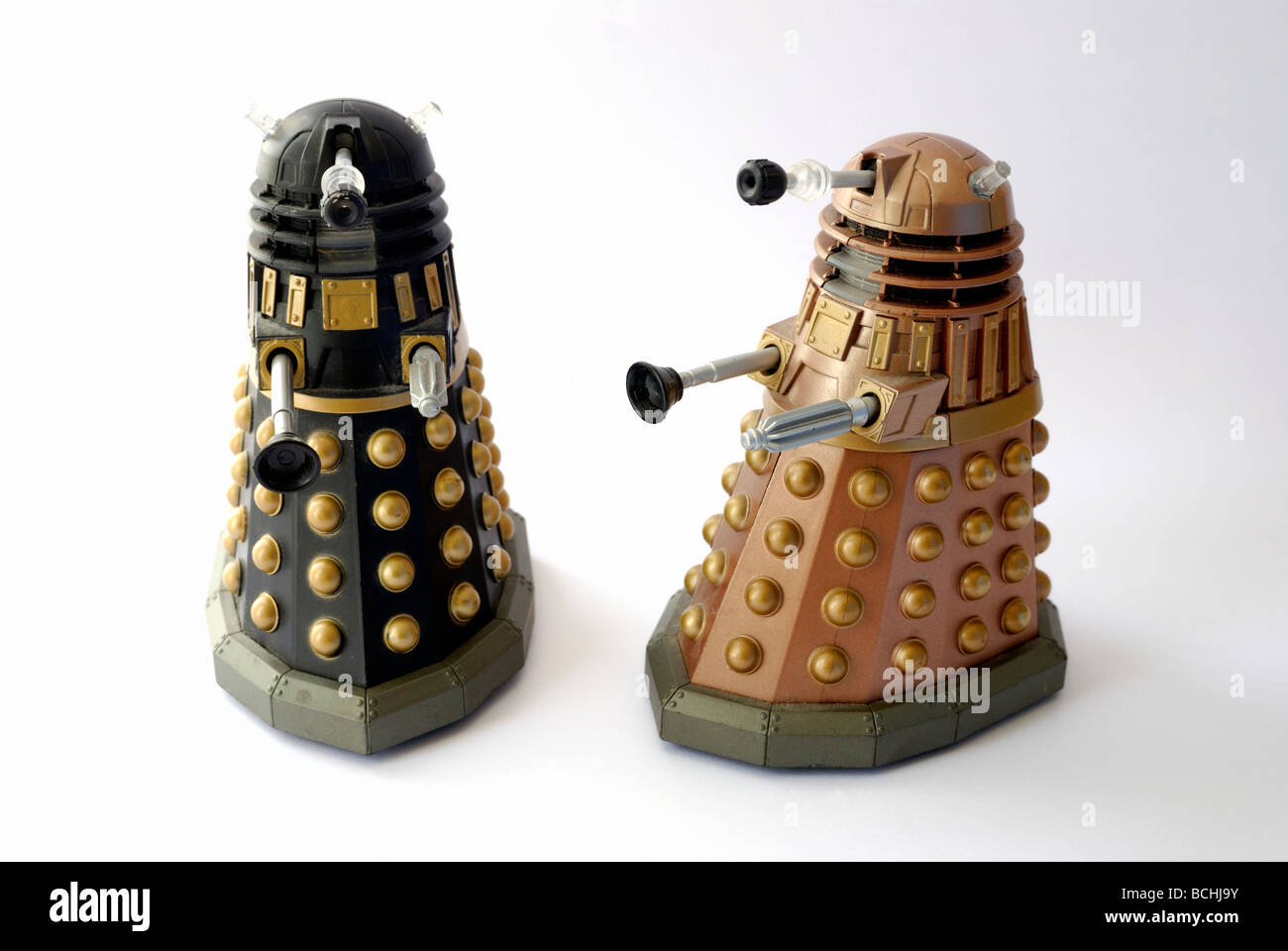 Deux Dr qui Dalek jouets Banque D'Images