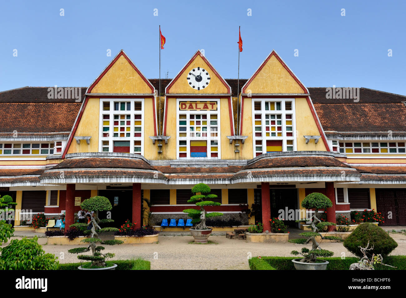 Da Lat est la gare ferroviaire la plus ancienne au Vietnam. Da Lat, Viet Nam Banque D'Images