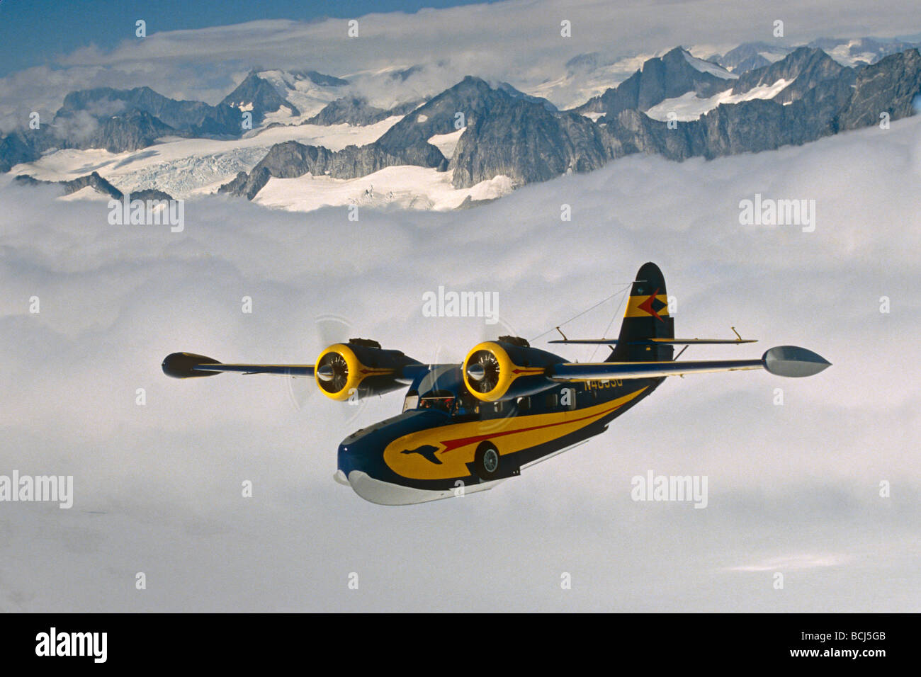 Grumman Goose au sud-est de l'Alaska Juneau Icefield Banque D'Images