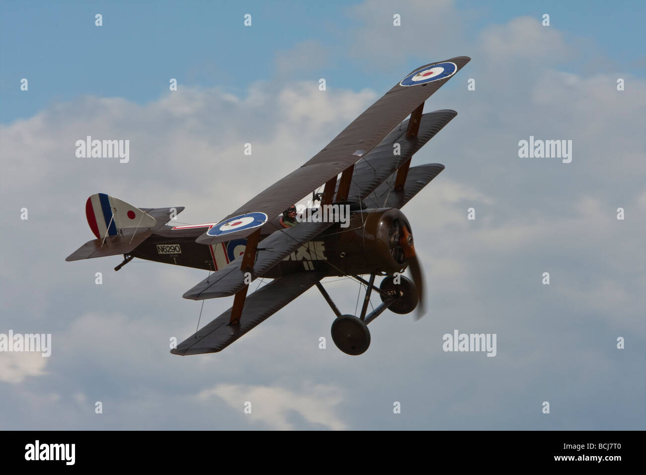 Sopwith Triplane replica reg G BOCK affichant à Old Warden Banque D'Images