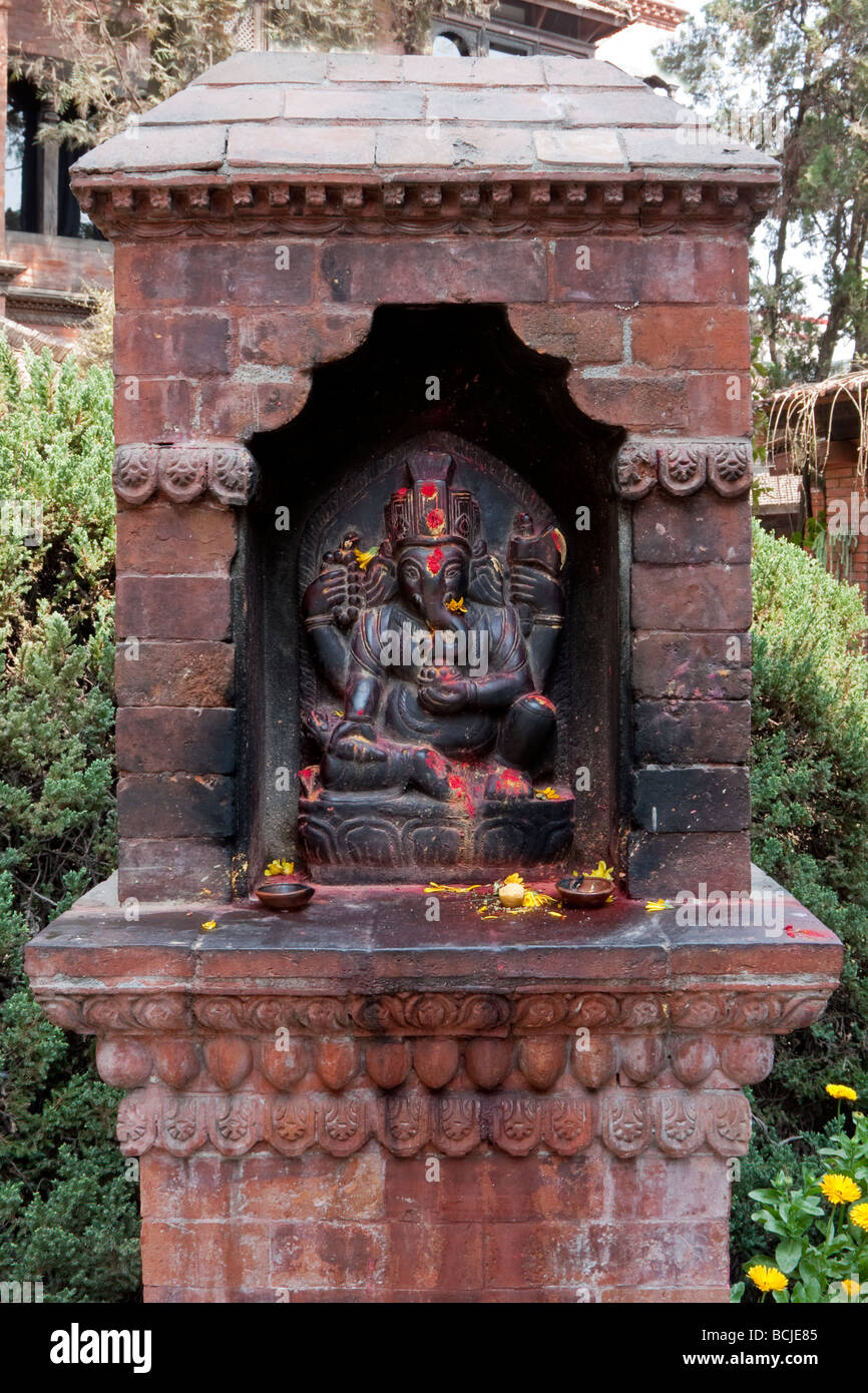 Kathmandy, Népal. Fête votive de culte pour le dieu Hindou Ganesh. Banque D'Images