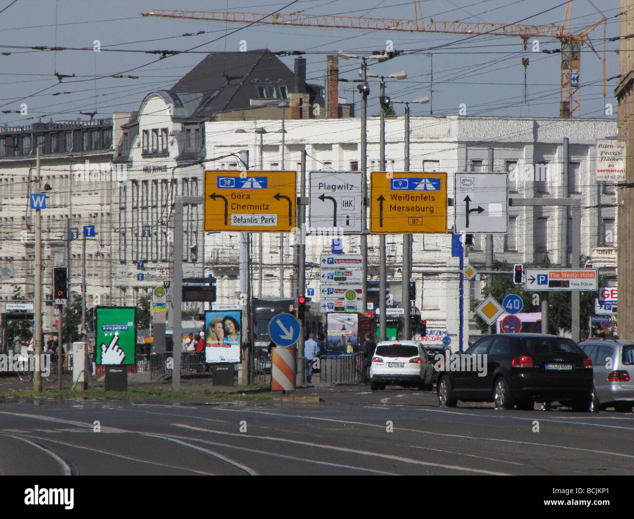 La ligne de tramway la circulation urbaine de Leipzig en Allemagne le 09 mai Banque D'Images