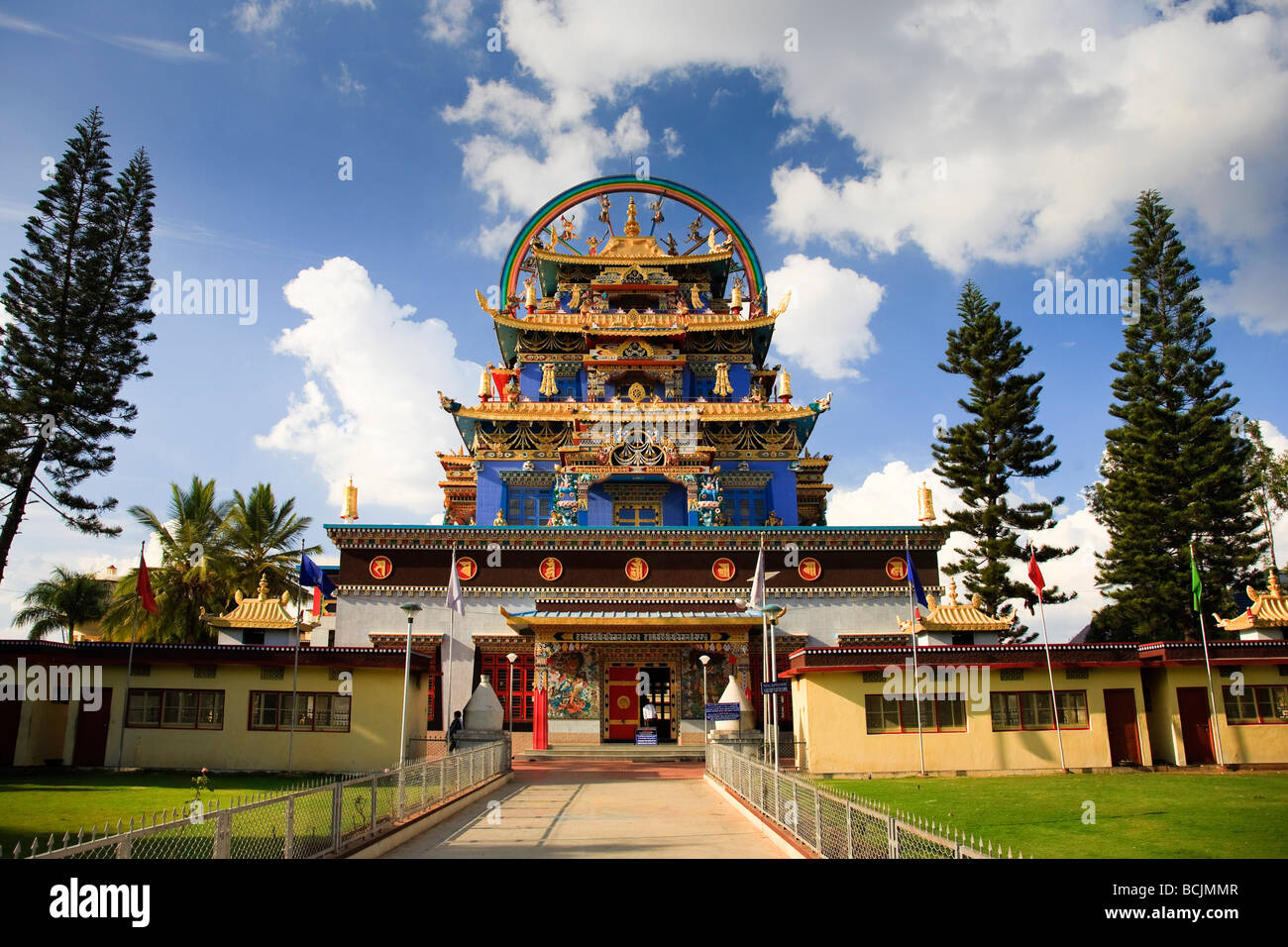 Kushalnagar Temple (Tibetan settlement), Karnataka, Inde Banque D'Images