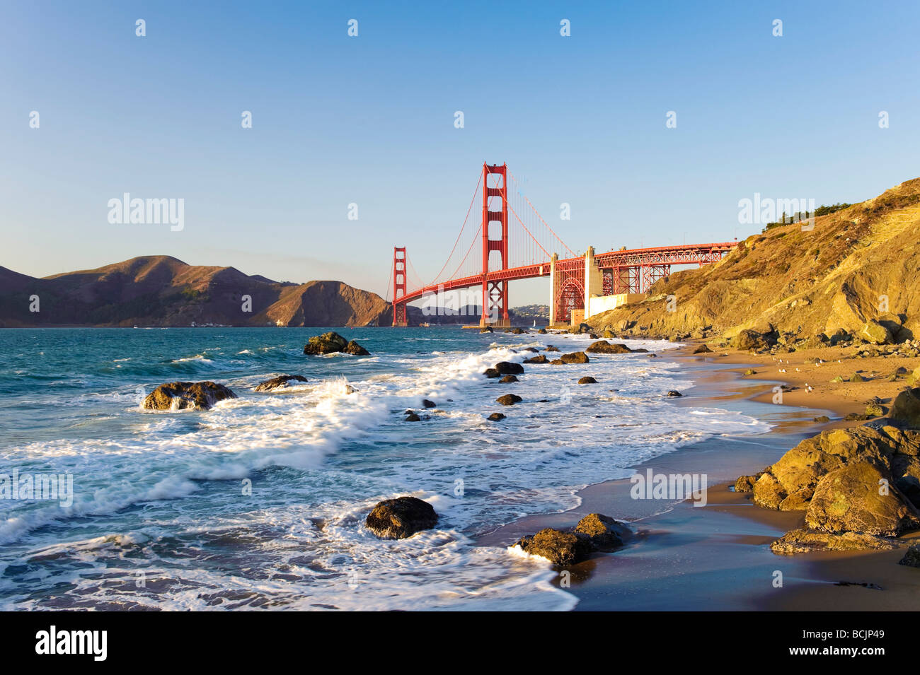 États-unis, Californie, San Francisco, Baker's Beach, Golden Gate Bridge Banque D'Images