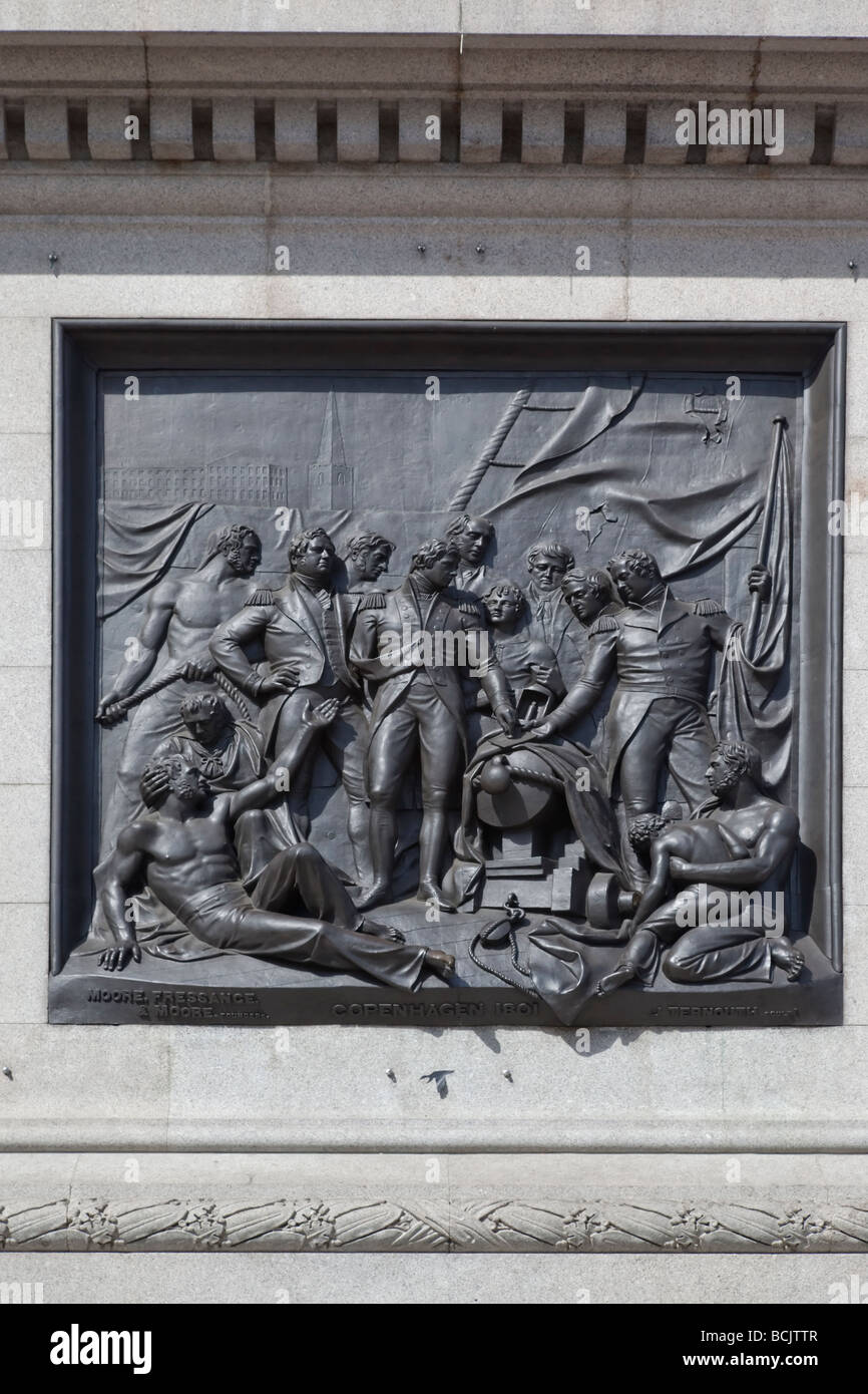 La sculpture représentant Nelson à la bataille de Copenhague, le Nelson s colonne de Trafalgar Square Banque D'Images