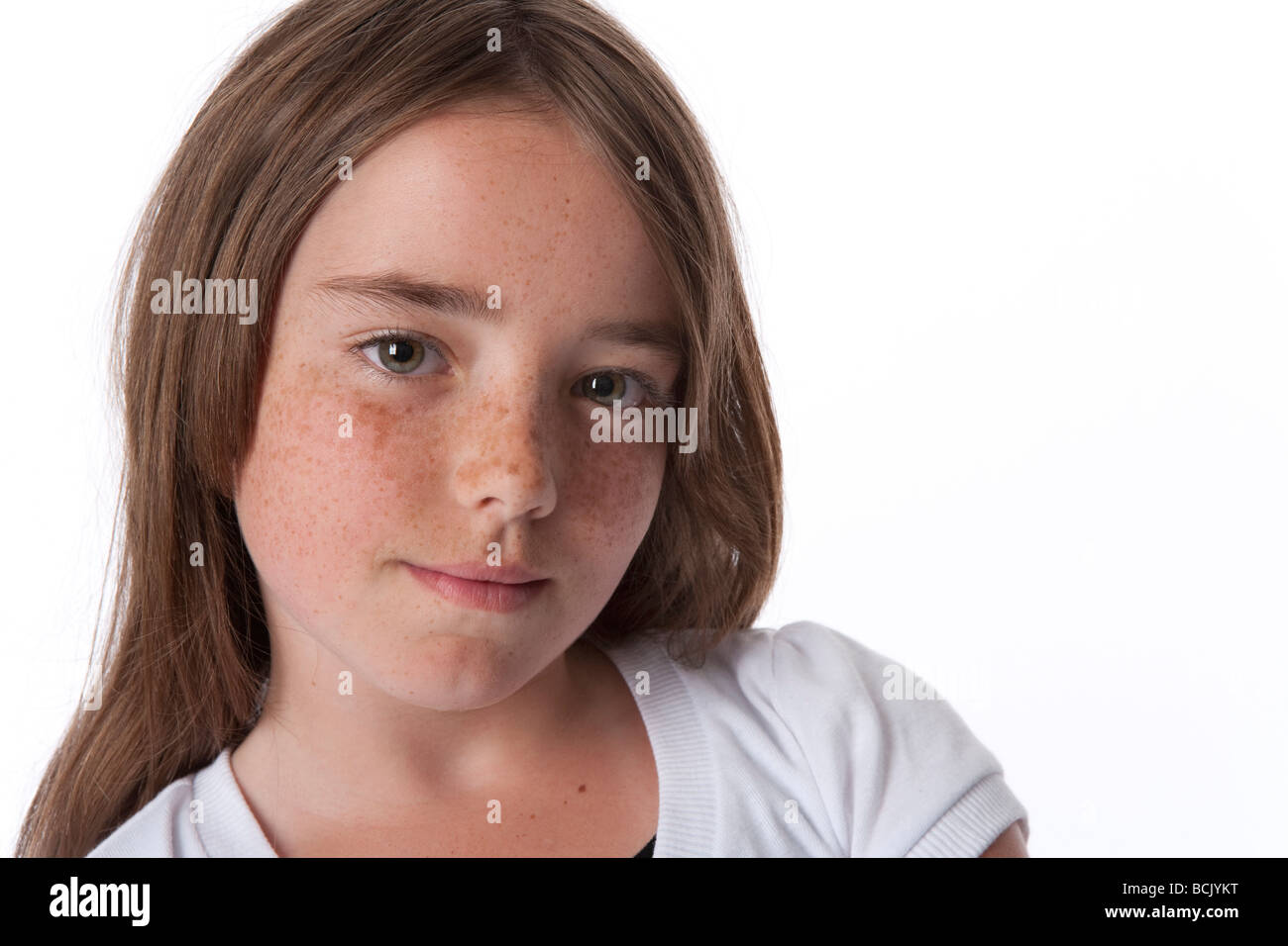 Portrait d'une jeune fille de 10 ans cool Banque D'Images