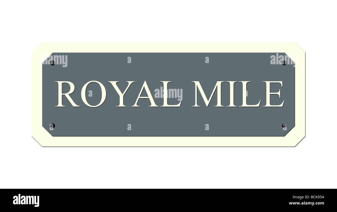 Royal Mile Edinburgh street sign isolé sur fond blanc l'Ecosse Banque D'Images