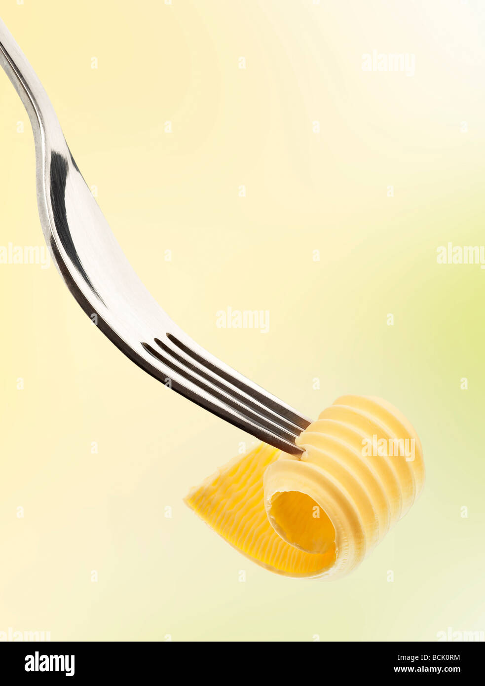 Curl beurre sur une fourchette Banque D'Images