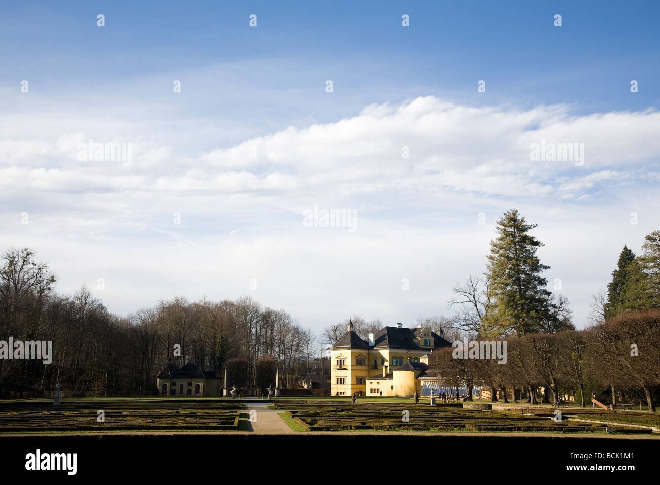 Les motifs de Schloss Hellbrunn à Salzbourg, Autriche. C'était le palais d'été de l'Archevêque Marcus Sitticus. Banque D'Images