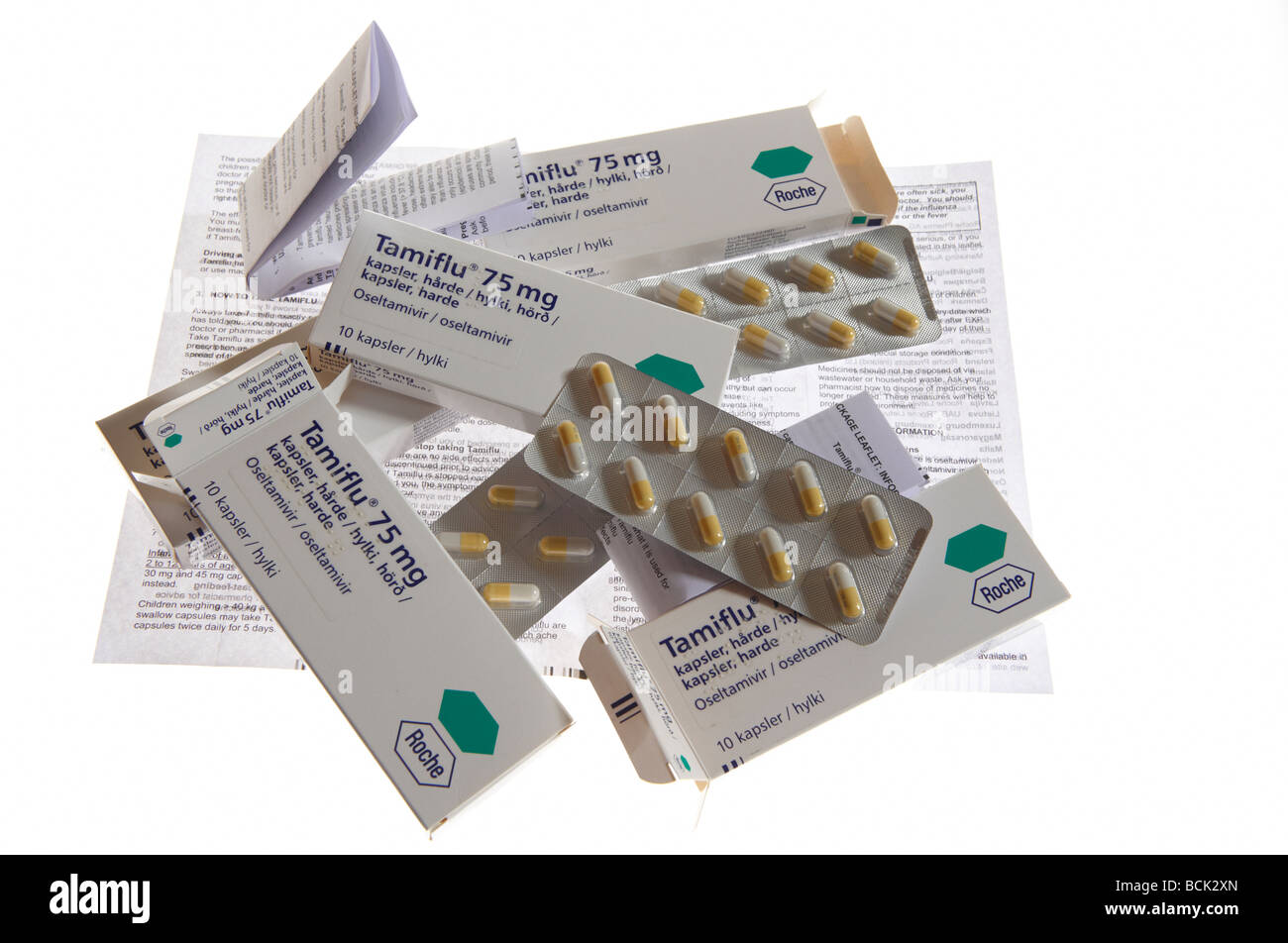 Les médicaments contre la grippe la fièvre porcine Tamiflu Oseltamivir contrôle l'usage oral Les inhibiteurs de la neuraminidase Banque D'Images