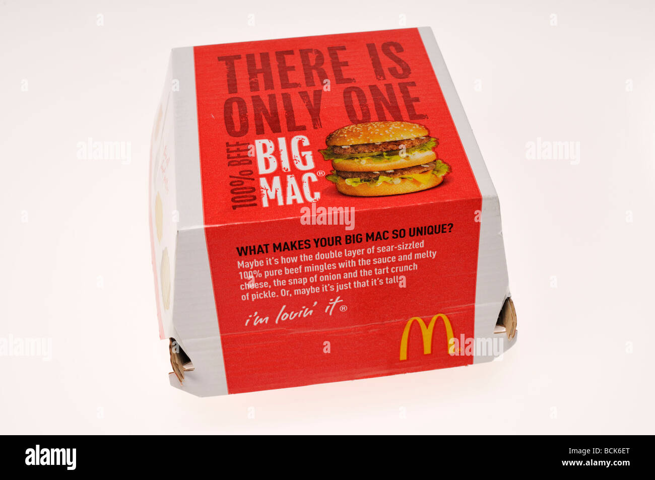 Mcdonalds hamburger Big Mac dans l'encadré sur fond blanc Banque D'Images