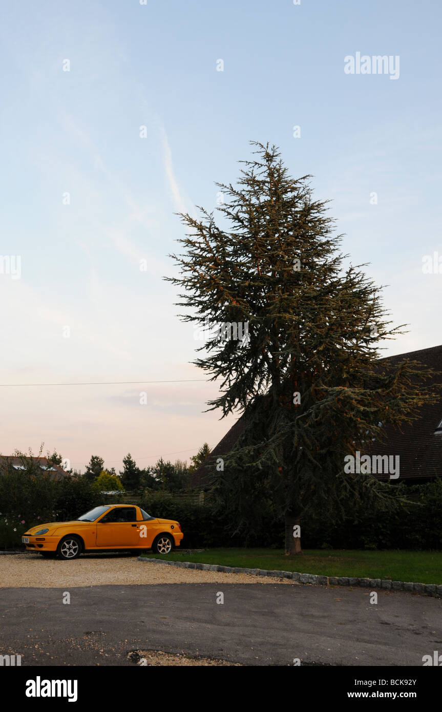 Voiture garée dans la campagne Banque D'Images