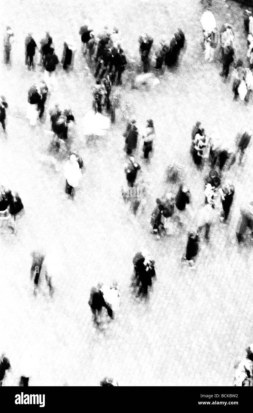 Foule, high angle view, b&w Banque D'Images Foule, high angle view, b&w Banque D'Images