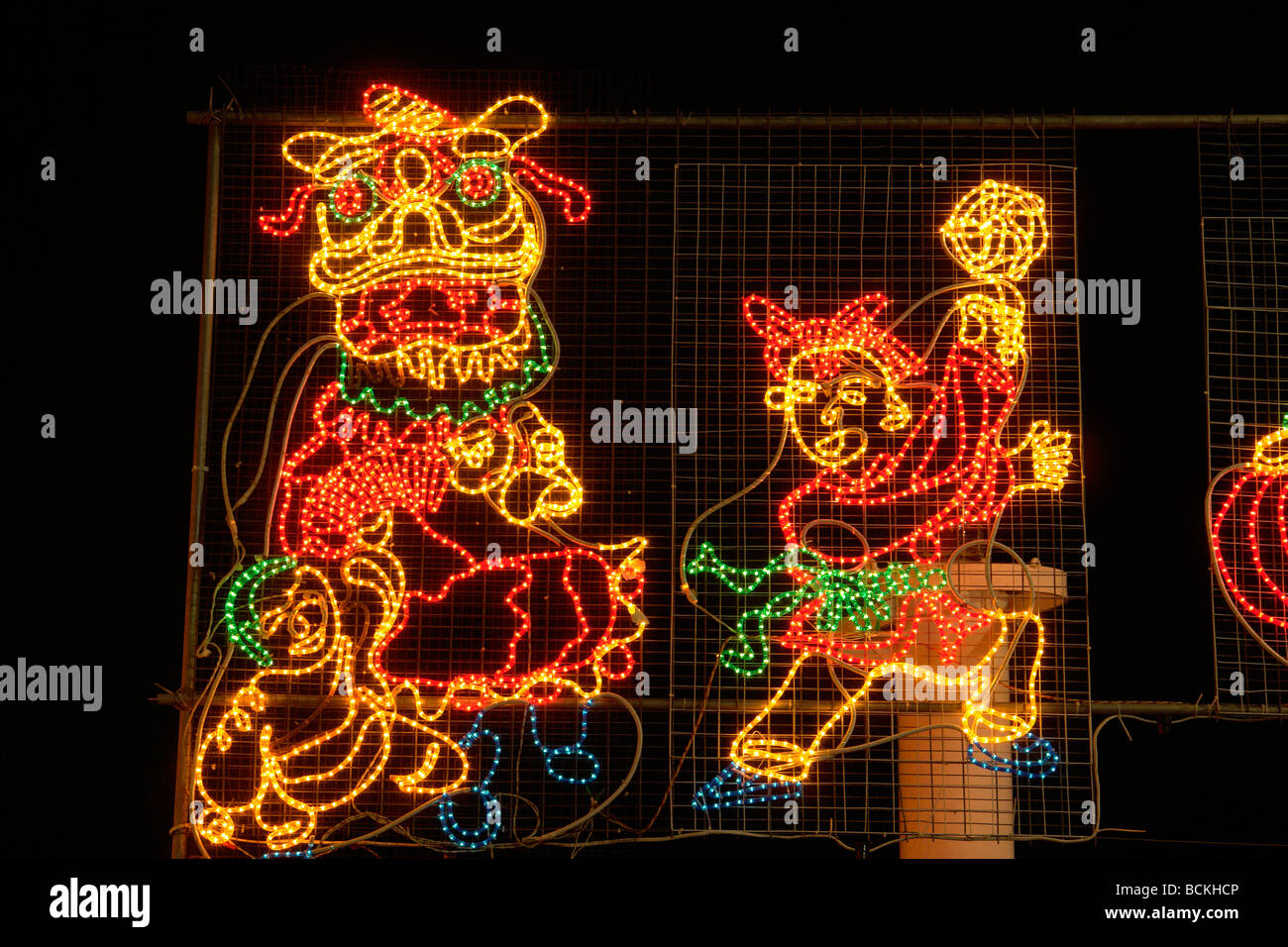 Chine Hong Kong animal symbole chinois Licorne neon light Banque D'Images