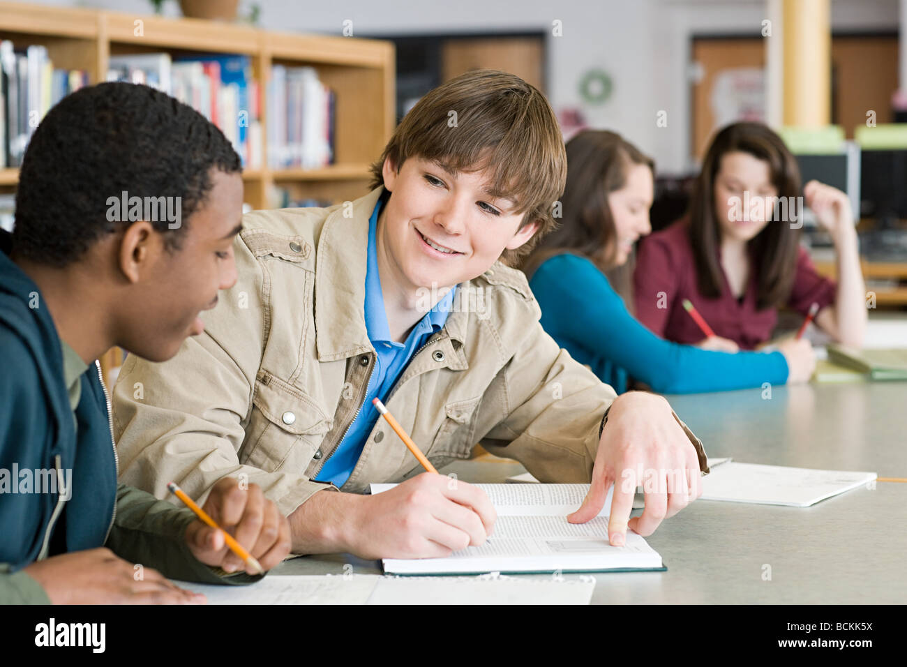 Bibliothèque de l'école secondaire en Banque D'Images