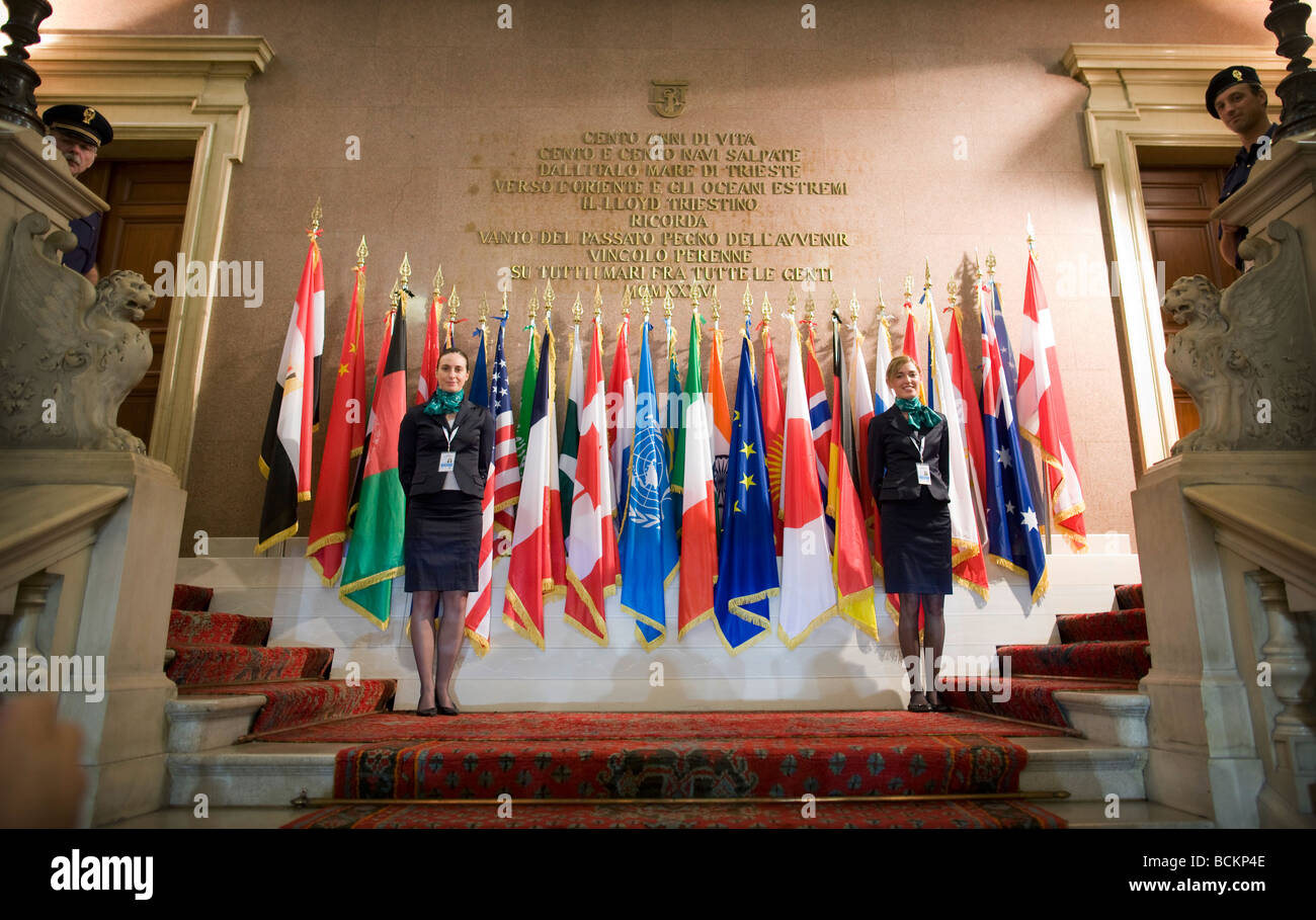 Flaggs européenne Triest Banque D'Images