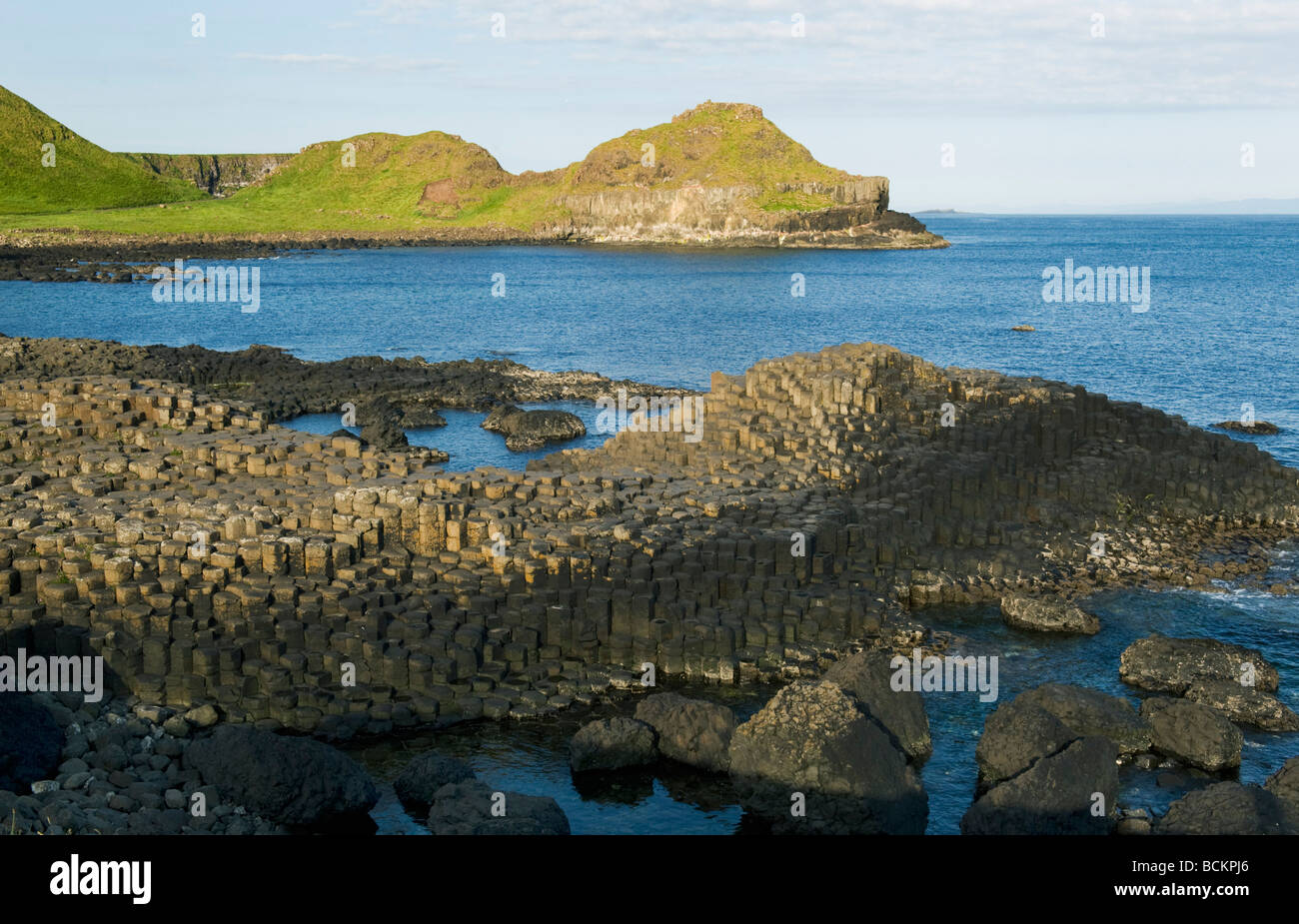 Giant's Causeway, Site du patrimoine mondial, des orgues basaltiques, comté d'Antrim, en Irlande du Nord Banque D'Images