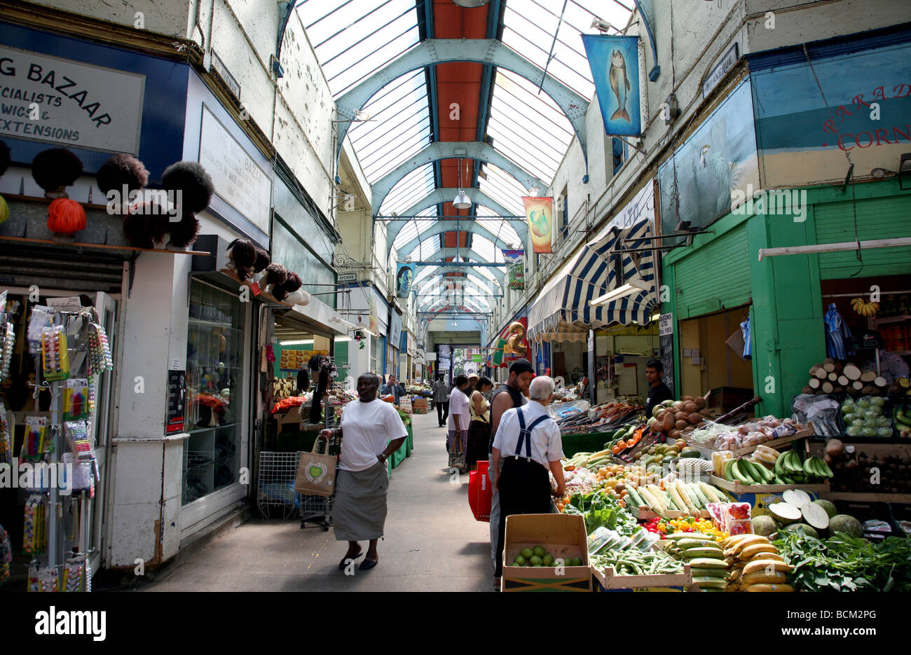 Marché couvert de Brixton, dans le sud de Londres Banque D'Images