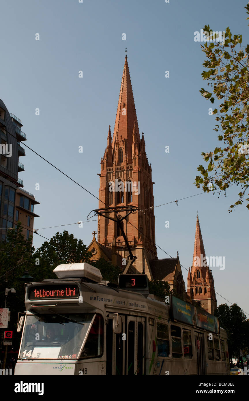 La Cathédrale de St Paul, construite en 1880 en style néo-gothique Victoria Melbourne Australie Banque D'Images