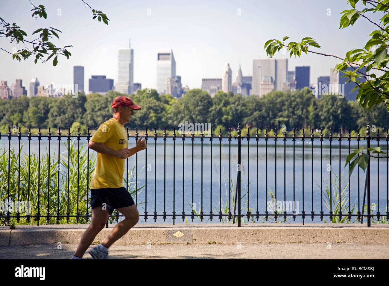 Réservoir de Central Park piste de jogging (1,5 miles), Manhattan, New York Banque D'Images