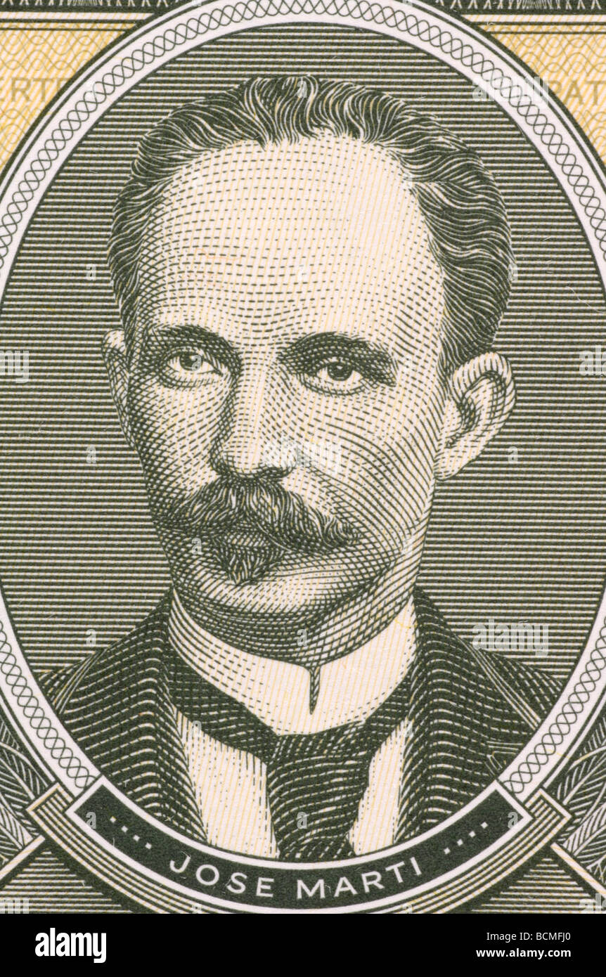 Jose Marti sur 1 peso 1986 de Cuba Banque D'Images