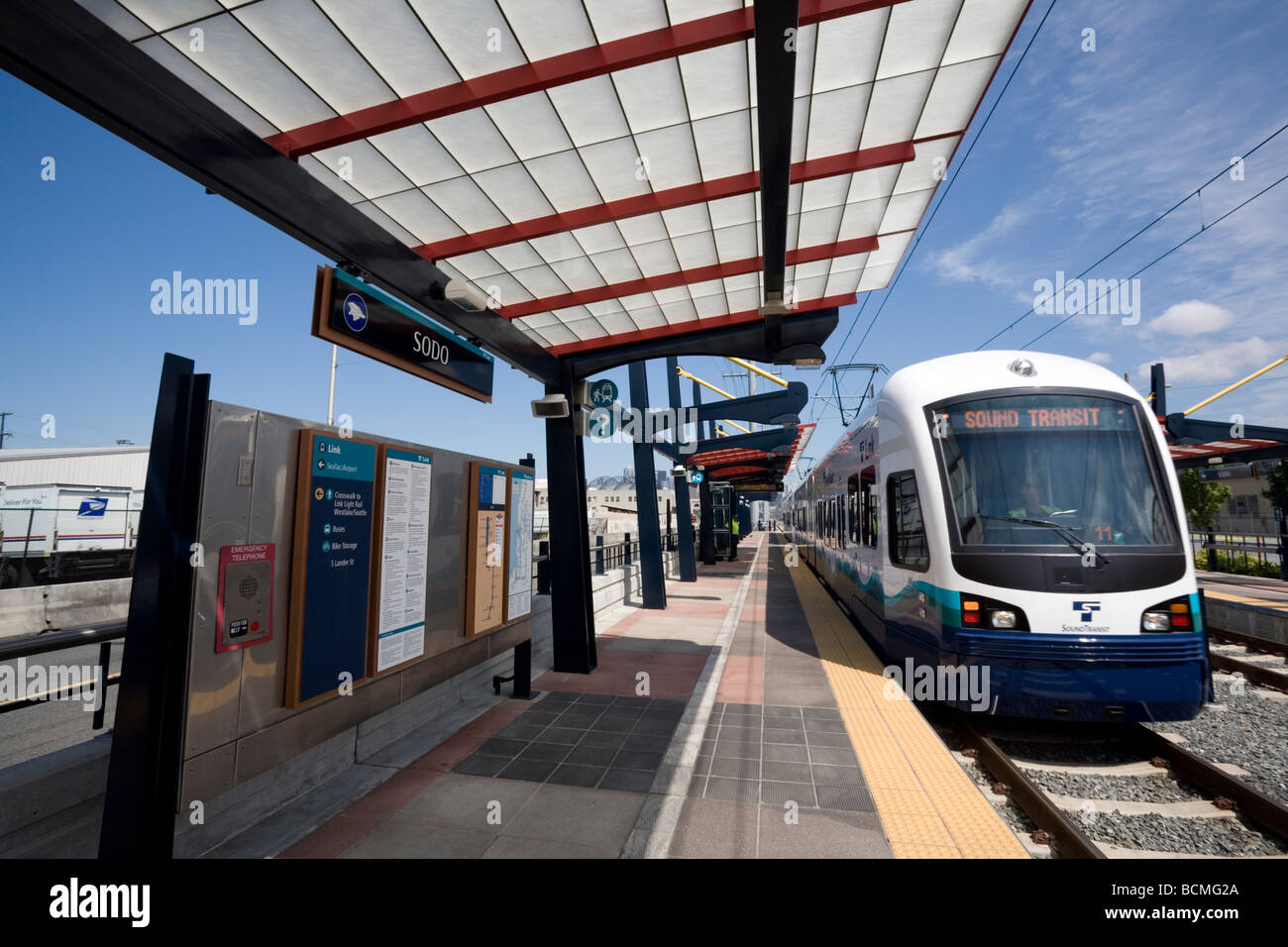Seattle Link Light Rail Station voiture saisie SODO Journée d'ouverture Banque D'Images