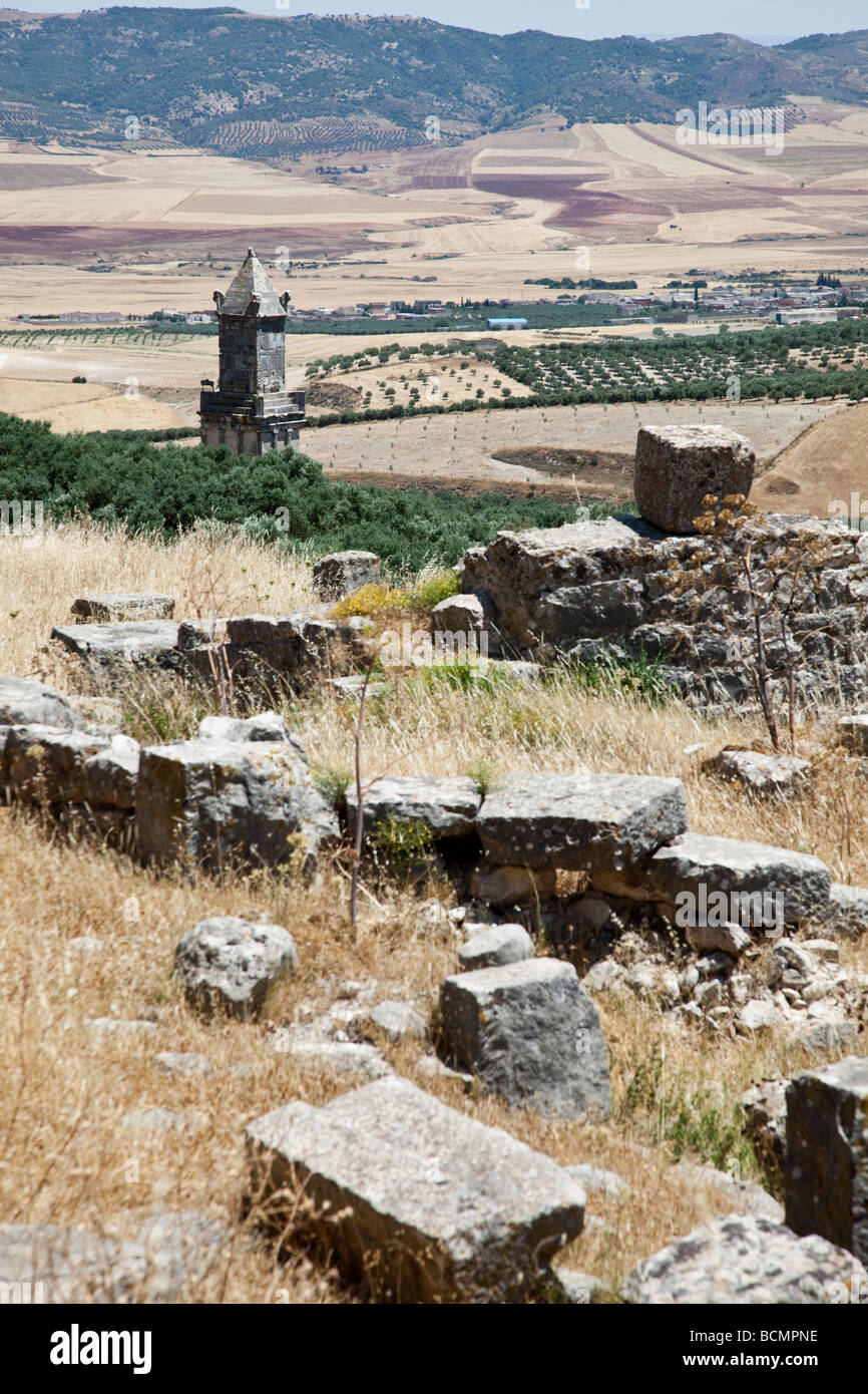 Les ruines romaines de Dougga est renommé comme le plus beau site romain dans tous les de la Tunisie. Banque D'Images