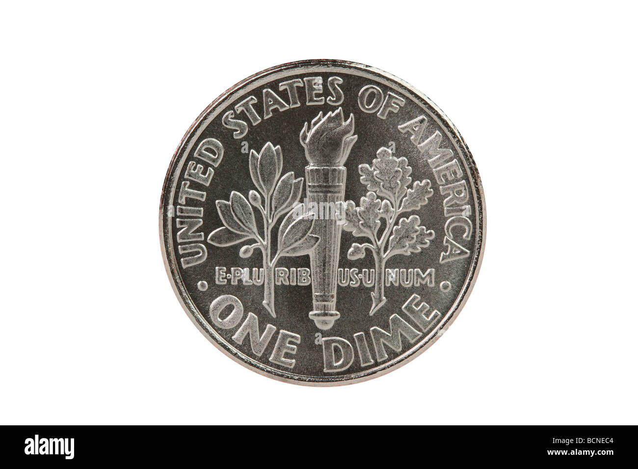Franlkin Roosevelt dime coin inverse avec chemin de détourage. Banque D'Images