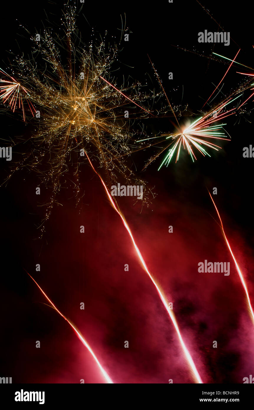 Fireworks - 'Red Rockets' Banque D'Images
