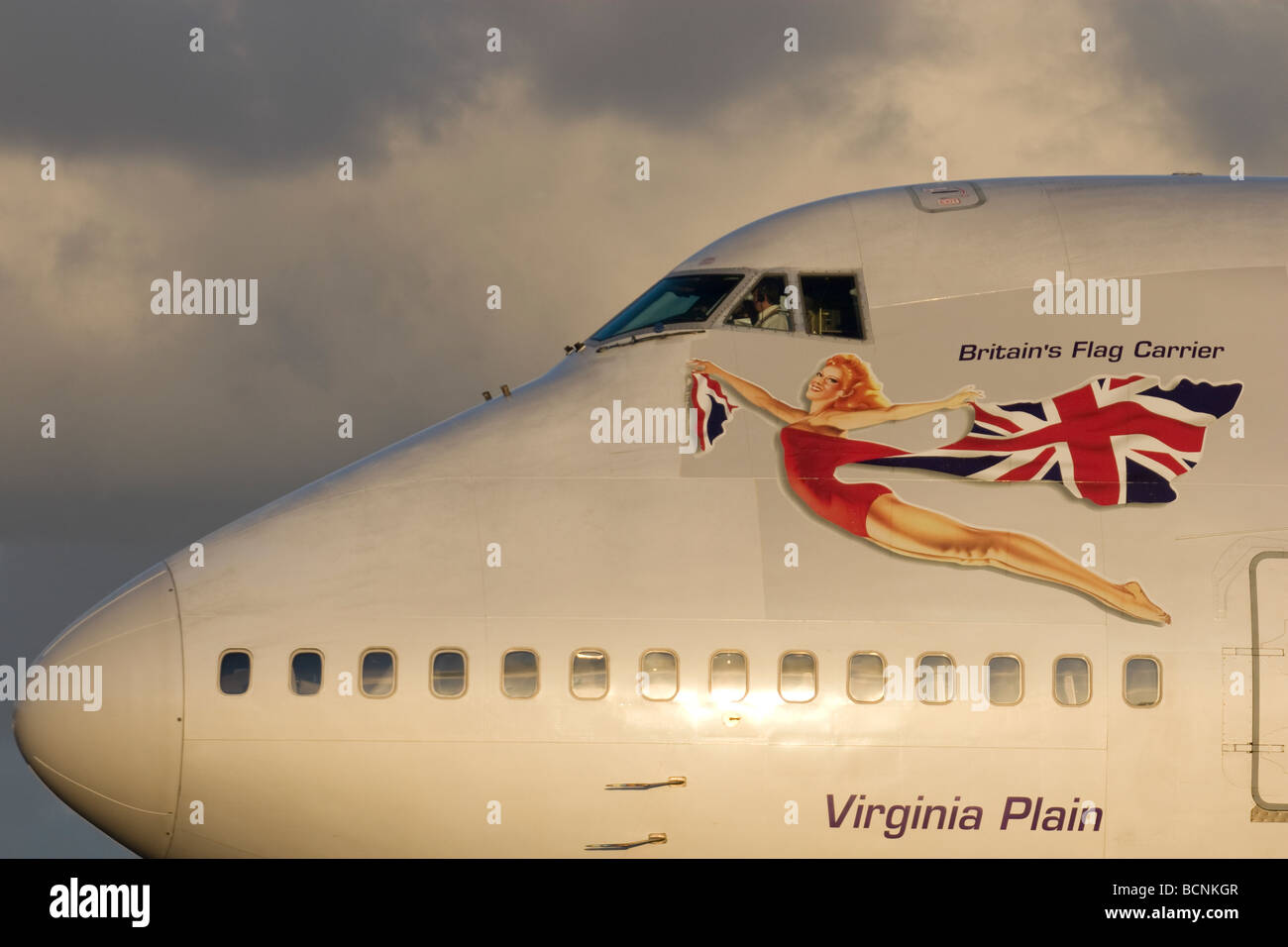 Close up de pilotage d'un Boeing 747 jumbo Banque D'Images